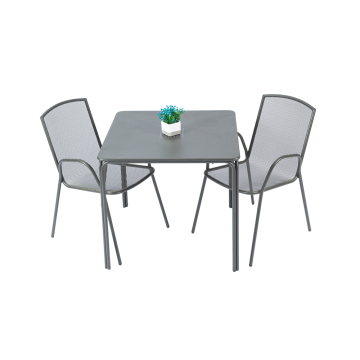 Lot de 3 table carrée et fauteuils 80 cm